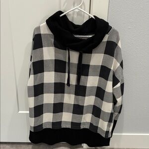 Maurices Black and White Buffalo Plaid Cowl Neck Tunic